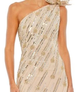 Mac Duggal 93739 - Embellished Asymmetrical Neck Evening Gown