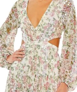 Mac Duggal 93746 - Bishop Sleeve Floral Chiffon Evening Dress 7 Mac Duggal 93746 - Bishop Sleeve Floral Chiffon Evening Dress