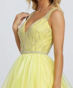 Mac Duggal Ballgowns - 12317H Sleeveless V Neck Beaded Bodice Ballgown