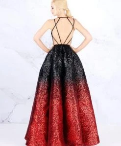 Mac Duggal Ballgowns - 48824H Ombre Sequined Halter Ballgown