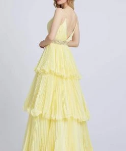 Mac Duggal Ballgowns - 48857H V Neck Beaded Waist Three-Tiered Gown 7 Mac Duggal Ballgowns - 48857H V Neck Beaded Waist Three-Tiered Gown