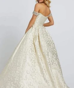 Mac Duggal Ballgowns - 67081H Off-Shoulder Pleated Ballgown