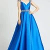 Mac Duggal Ballgowns - 67097H Crystal Beaded V Neck Satin Ballgown 2 Mac Duggal Ballgowns - 67097H Crystal Beaded V Neck Satin Ballgown