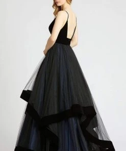 Mac Duggal Ballgowns - 67106H Deep V-neck Tiered Ballgown