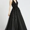 Mac Duggal Ballgowns - 67111H Beaded Floral Appliques Halter Neck Gown