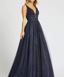 Mac Duggal Ballgowns - 67342H Deep V-neck Glittery Ballgown
