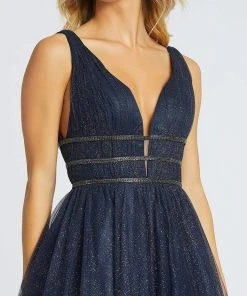 Mac Duggal Ballgowns - 67342H Deep V-neck Glittery Ballgown