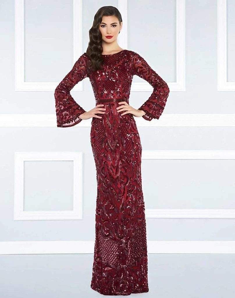 Mac Duggal Beaded Long Bell Sleeves Evening Gown 4576R 3 Mac Duggal Beaded Long Bell Sleeves Evening Gown 4576R