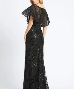 Mac Duggal Black White Red - 20103R Beaded Lace Mermaid Gown