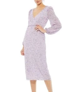 Mac Duggal Cocktail - 10764D Knee Length Sequined Sheath Dress 9 Mac Duggal Cocktail - 10764D Knee Length Sequined Sheath Dress