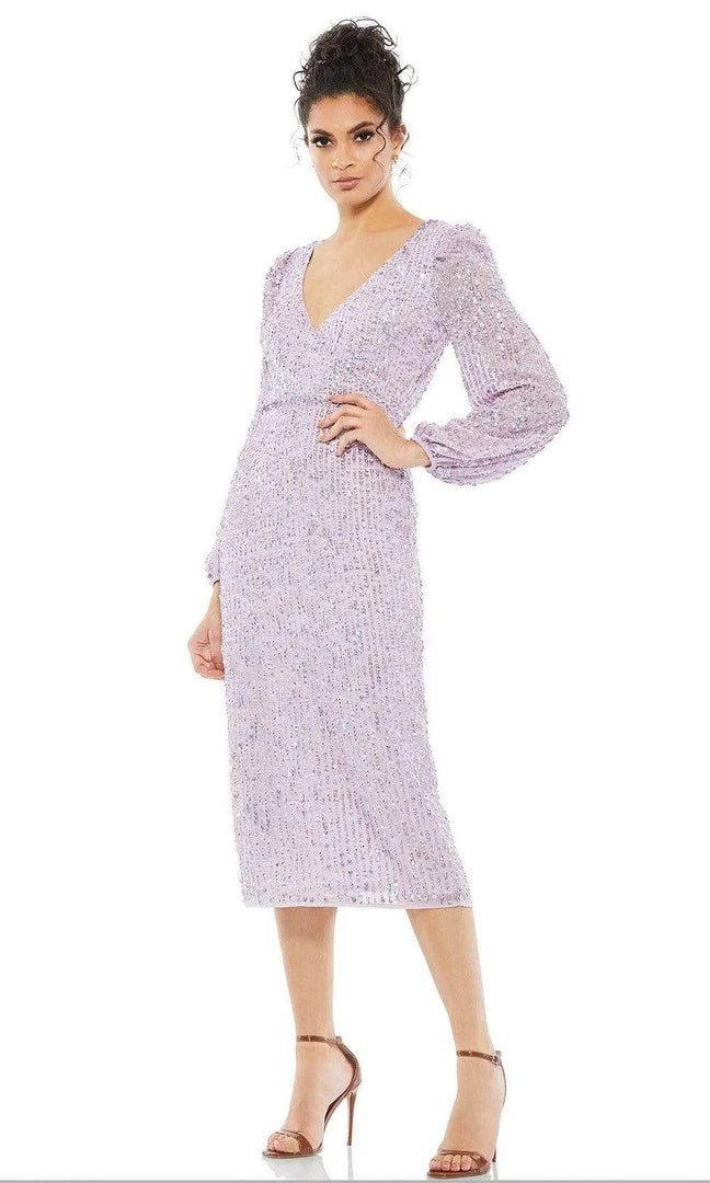 Mac Duggal Cocktail - 10764D Knee Length Sequined Sheath Dress 6 Mac Duggal Cocktail - 10764D Knee Length Sequined Sheath Dress