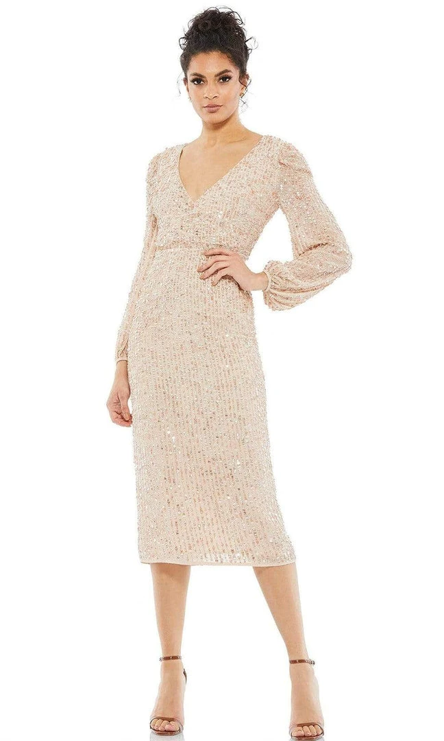 Mac Duggal Cocktail - 10764D Knee Length Sequined Sheath Dress 3 Mac Duggal Cocktail - 10764D Knee Length Sequined Sheath Dress