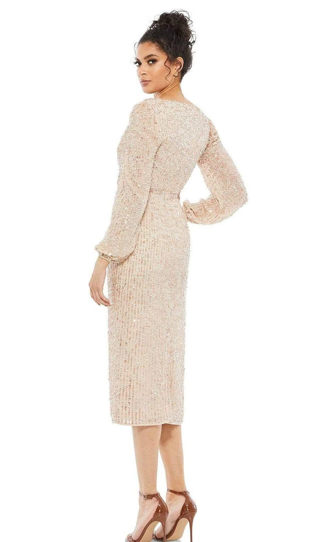 Mac Duggal Cocktail - 10764D Knee Length Sequined Sheath Dress 4 Mac Duggal Cocktail - 10764D Knee Length Sequined Sheath Dress