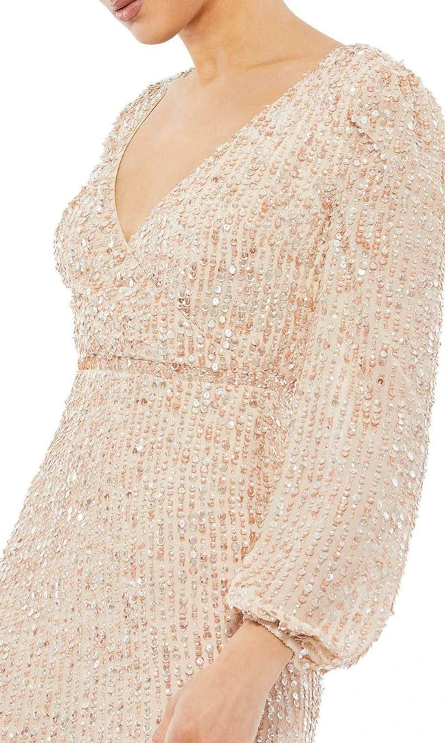 Mac Duggal Cocktail - 10764D Knee Length Sequined Sheath Dress 5 Mac Duggal Cocktail - 10764D Knee Length Sequined Sheath Dress