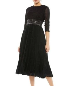 Mac Duggal Cocktail - 30750D Tea Length Pleated A-Line Dress