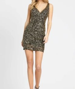 Mac Duggal Cocktail - 5201N Beaded Sleeveless V-Neck Cocktail Dress