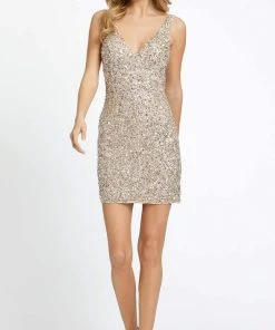 Mac Duggal Cocktail - 5201N Beaded Sleeveless V-Neck Cocktail Dress