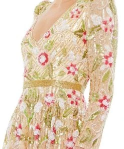 Mac Duggal Cocktail - 5415D V-Neck Sequin A-Line Dress