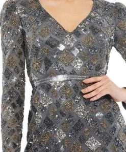 Mac Duggal Cocktail - 5472D Tea Length Geo-Beaded Dress 8 Mac Duggal Cocktail - 5472D Tea Length Geo-Beaded Dress