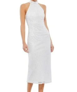 Mac Duggal Cocktail - 5531D High Halter Lattice Beaded Dress