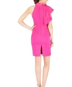 Mac Duggal Cocktail - 67619N High Halter Fitted Dress With Ruffle Wrap