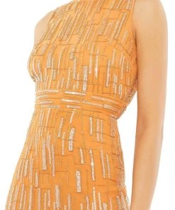 Mac Duggal Cocktail - 93597D Tea Length Geometric Beaded Dress 19 Mac Duggal Cocktail - 93597D Tea Length Geometric Beaded Dress