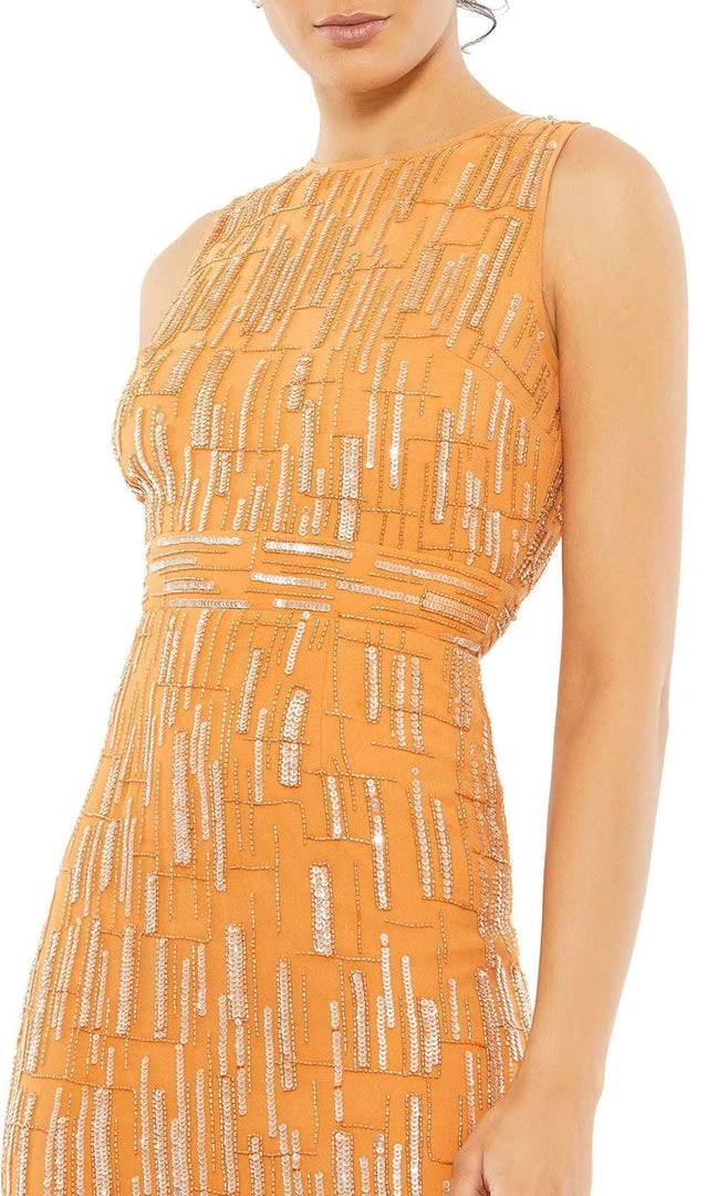 Mac Duggal Cocktail - 93597D Tea Length Geometric Beaded Dress 11 Mac Duggal Cocktail - 93597D Tea Length Geometric Beaded Dress