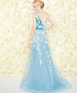 Mac Duggal Couture - 20110D Floral Embroidered Plunging V-neck Dress