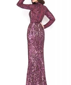 Mac Duggal Couture - 4729D Sequined High Neck Long Sleeves Gown