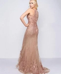 Mac Duggal Couture - 50512D Applique Illusion Halter Trumpet Dress