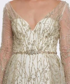 Mac Duggal Couture - 50553D Embellished V-neck Dress With Overskirt