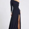 Mac Duggal Evening - 12231D Jewel Cuffed Asymmetrical Long Gown