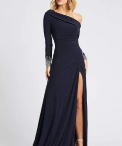 Mac Duggal Evening - 12231D Jewel Cuffed Asymmetrical Long Gown