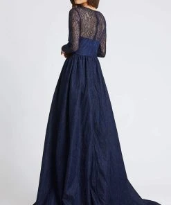 Mac Duggal Evening - 12356D Lace Long Sleeve Dress With Overskirt