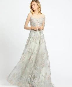 Mac Duggal Evening - 20132D Beaded Floral Embroidered A-Line Dress