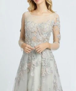 Mac Duggal Evening - 20132D Beaded Floral Embroidered A-Line Dress