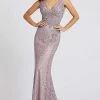 Mac Duggal Evening - 20159D Beaded V-neck Trumpet Dress