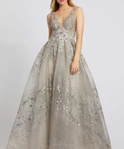 Mac Duggal Evening - 20191D Applique Deep V-neck Ballgown