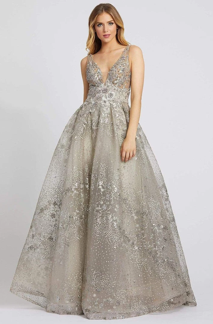 Mac Duggal Evening - 20191D Applique Deep V-neck Ballgown 3 Mac Duggal Evening - 20191D Applique Deep V-neck Ballgown