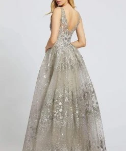 Mac Duggal Evening - 20191D Applique Deep V-neck Ballgown 6 Mac Duggal Evening - 20191D Applique Deep V-neck Ballgown