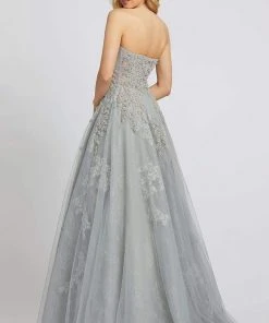 Mac Duggal Evening - 20192D Long Strapless Foliage Beaded Lace Gown