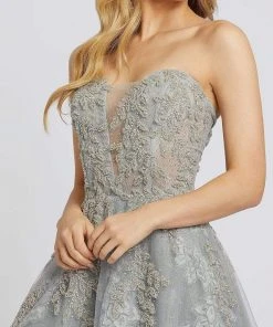 Mac Duggal Evening - 20192D Long Strapless Foliage Beaded Lace Gown