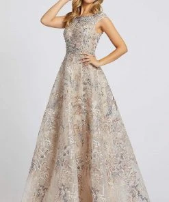 Mac Duggal Evening - 20219D Cap Sleeve Floral Embroidered A-Line Gown
