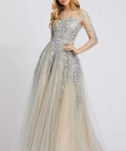 Mac Duggal Evening - 26324D Long Sleeve Embroidered Floral Gown