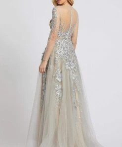 Mac Duggal Evening - 26324D Long Sleeve Embroidered Floral Gown