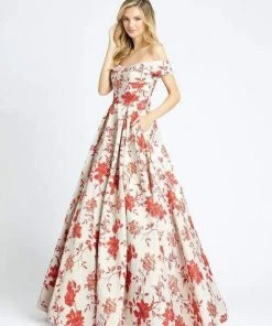 Mac Duggal Evening - 48873D Floral Print Off-Shoulder Ballgown