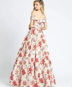 Mac Duggal Evening - 48873D Floral Print Off-Shoulder Ballgown