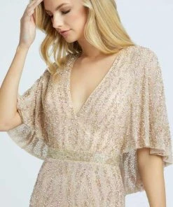 Mac Duggal Evening - 4917D Embellished Plunging V-neck Sheath Dress