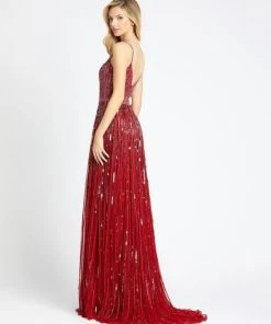 Mac Duggal Evening - 4961D Striped Long Sequined A-Line Gown 7 Mac Duggal Evening - 4961D Striped Long Sequined A-Line Gown