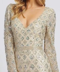 Mac Duggal Evening - 5021D Sequin Embellished Long Sleeves Gown